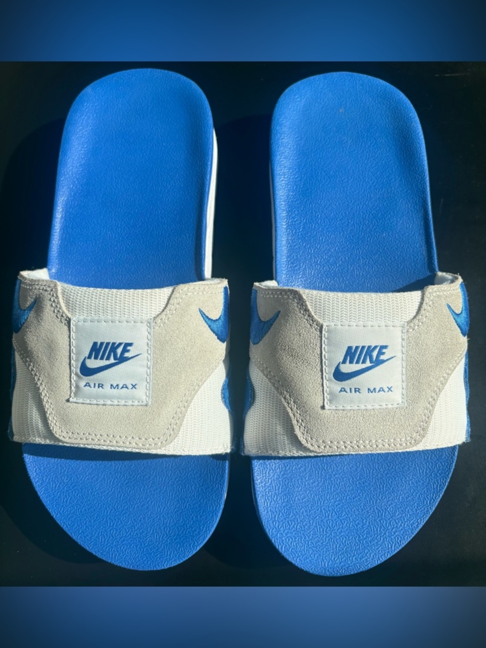 Nike Air Max 1 Slides Blue and White